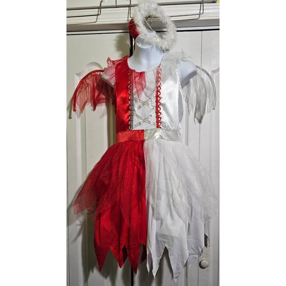 Naughty and Nice Costume Devil Angel Dress Halo Horns Headband Wings Halloween L - Picture 1 of 6